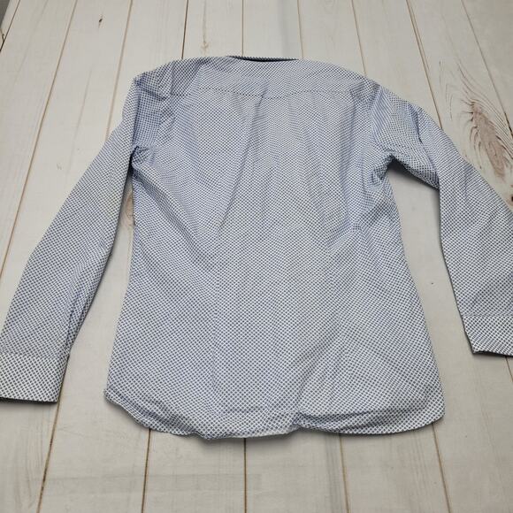 Ted Baker blue white allover print long sleeve button down shirt - Picture 5 of 7